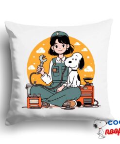 Superb Snoopy Mechanic Square Pillow 1