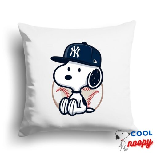 Superb Snoopy New York Yankees Logo Square Pillow 1