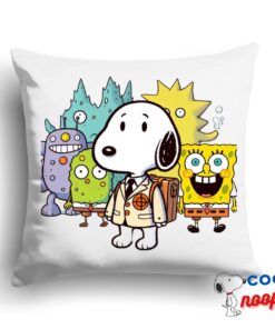 Superb Snoopy Spongebob Movie Square Pillow 1