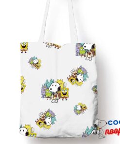 Superb Snoopy Spongebob Movie Tote Bag 1