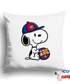 Superior Snoopy Barcelona Logo Square Pillow 1