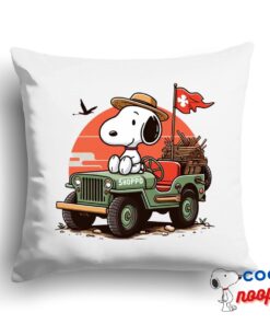 Superior Snoopy Jeep Square Pillow 1