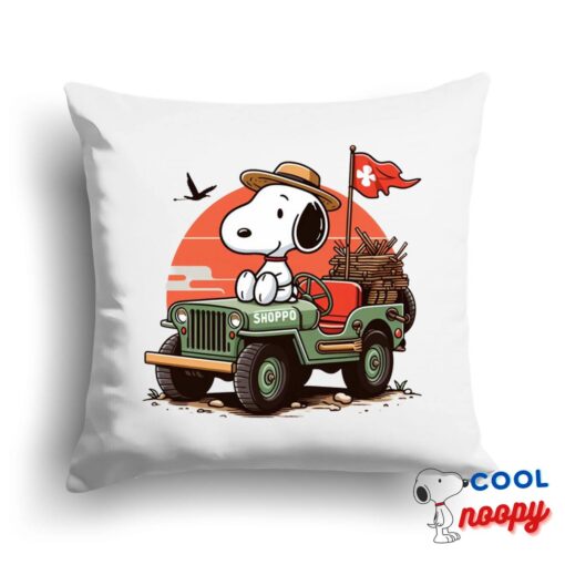 Superior Snoopy Jeep Square Pillow 1