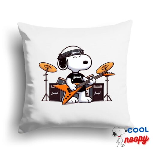 Superior Snoopy Metallica Band Square Pillow 1