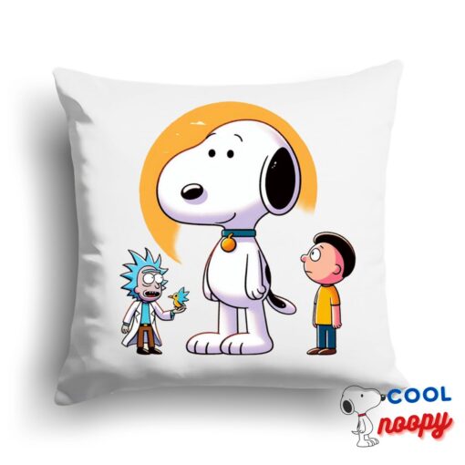 Superior Snoopy Rick And Morty Square Pillow 1