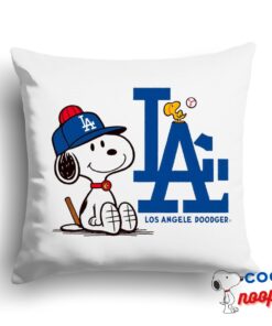 Surprise Snoopy Los Angeles Dodger Logo Square Pillow 1