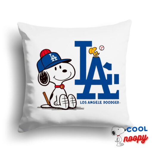 Surprise Snoopy Los Angeles Dodger Logo Square Pillow 1