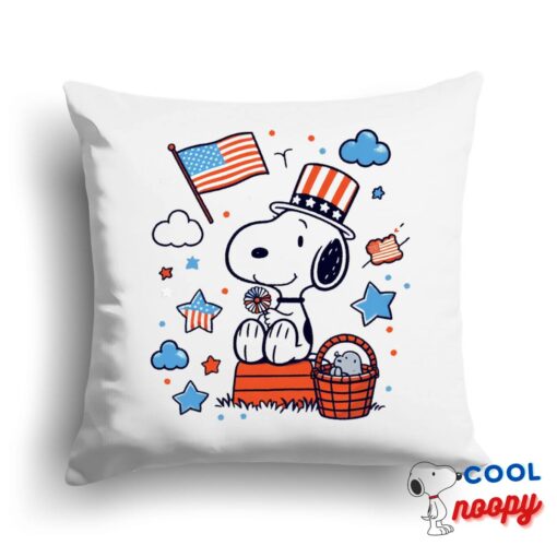 Surprising Snoopy 4th Of July Square Pillow 1