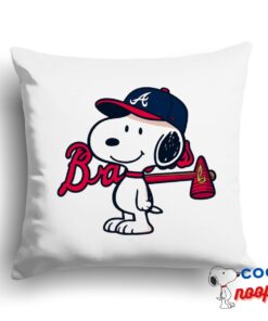 Surprising Snoopy Atlanta Braves Logo Square Pillow 1