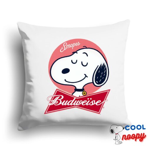 Surprising Snoopy Budweiser Logo Square Pillow 1