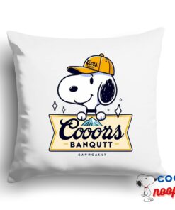Surprising Snoopy Coors Banquet Logo Square Pillow 1