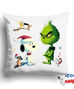 Surprising Snoopy Grinch Movie Square Pillow 1