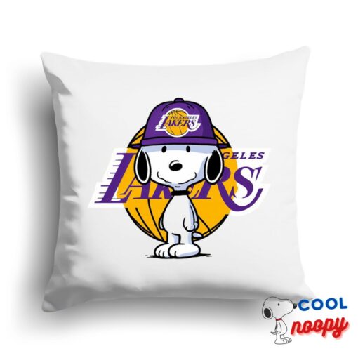 Surprising Snoopy Los Angeles Lakers Logo Square Pillow 1