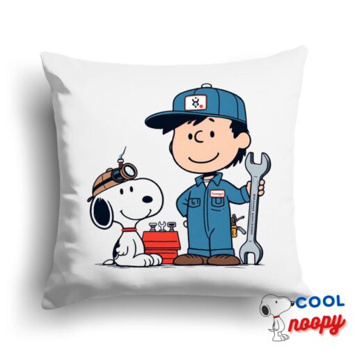 Surprising Snoopy Mechanic Square Pillow 1