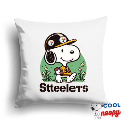 Surprising Snoopy Pittsburgh Steelers Logo Square Pillow 1