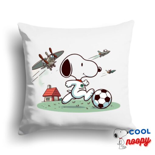 Surprising Snoopy Soccer Square Pillow 1