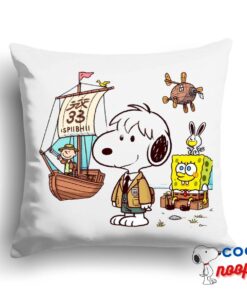 Surprising Snoopy Spongebob Movie Square Pillow 1