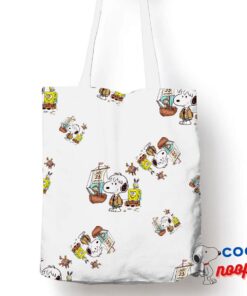 Surprising Snoopy Spongebob Movie Tote Bag 1