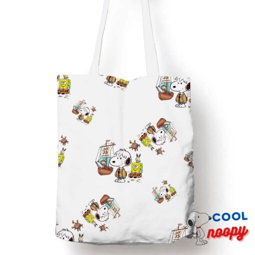 Surprising Snoopy Spongebob Movie Tote Bag 1