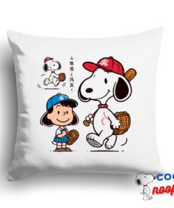 Tempting Snoopy Baseball Mom Square Pillow 1