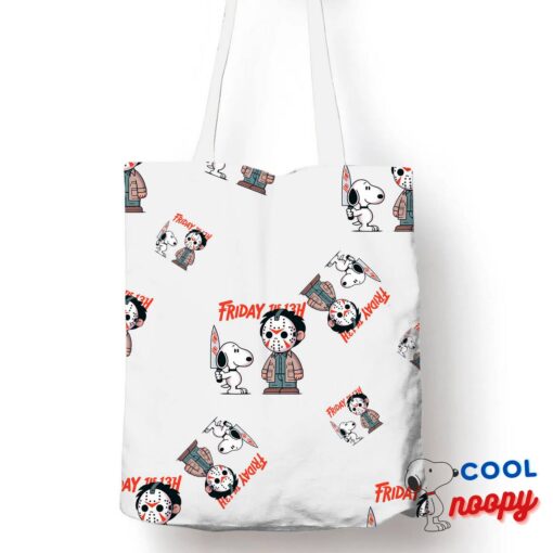 Tempting Snoopy Friday The 13th Movie Tote Bag 1