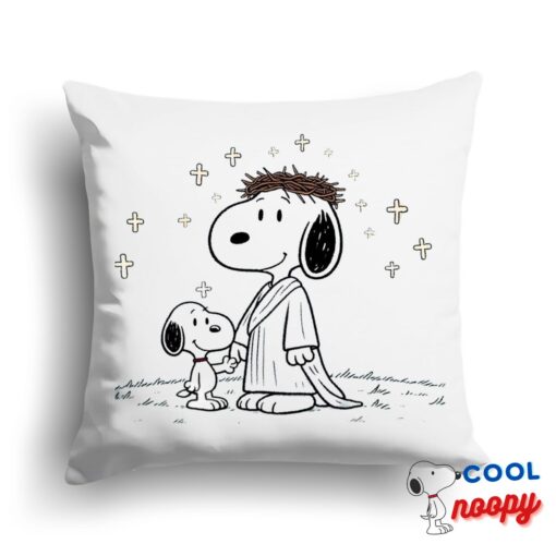 Tempting Snoopy Jesus Square Pillow 1