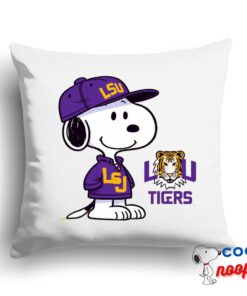 Terrific Snoopy Lsu Tigers Logo Square Pillow 1