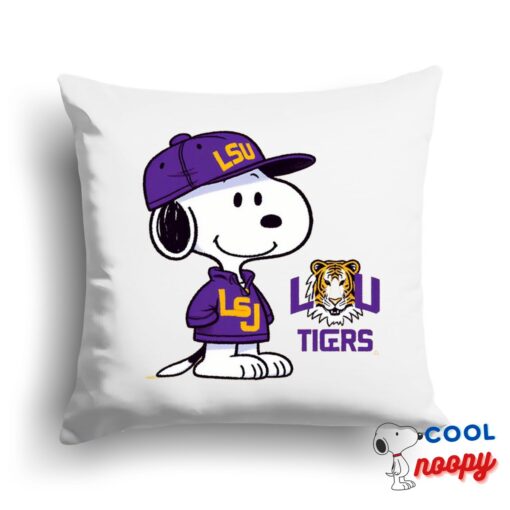 Terrific Snoopy Lsu Tigers Logo Square Pillow 1