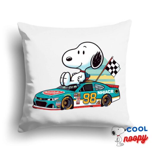 Terrific Snoopy Nascar Square Pillow 1