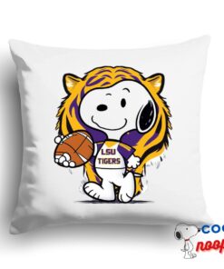 Unbelievable Snoopy Lsu Tigers Logo Square Pillow 1