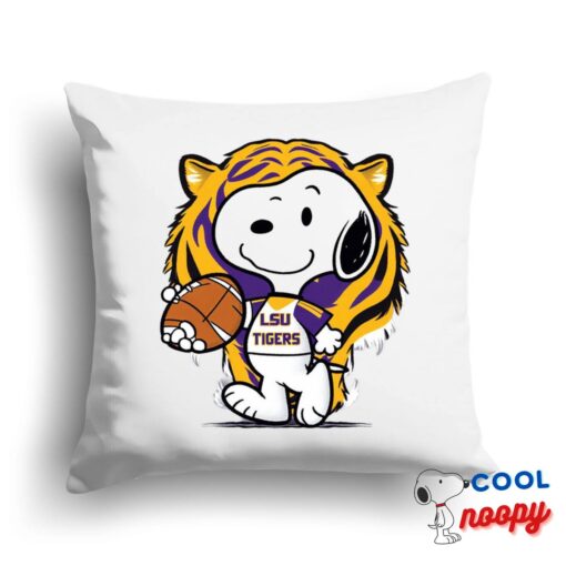 Unbelievable Snoopy Lsu Tigers Logo Square Pillow 1