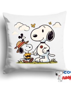 Unbelievable Snoopy Mickey Mouse Square Pillow 1