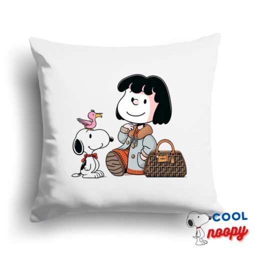 Unexpected Snoopy Fendi Square Pillow 1