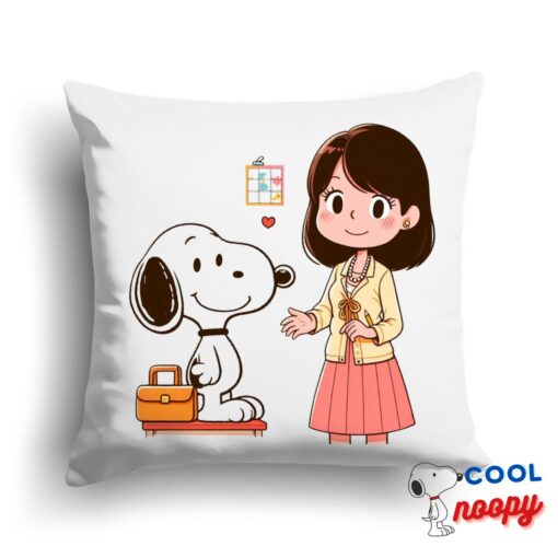 Unexpected Snoopy Teacher Square Pillow 1