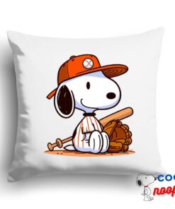 Unique Snoopy Baseball Square Pillow 1