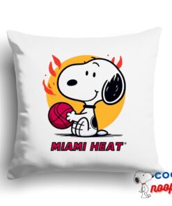 Unique Snoopy Miami Heat Logo Square Pillow 1