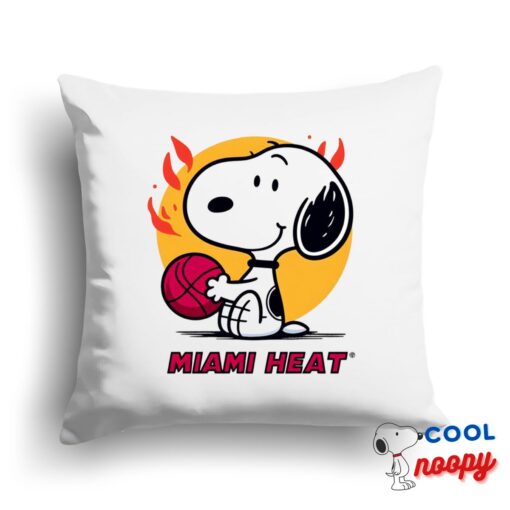 Unique Snoopy Miami Heat Logo Square Pillow 1