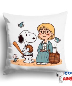 Wonderful Snoopy Baseball Mom Square Pillow 1
