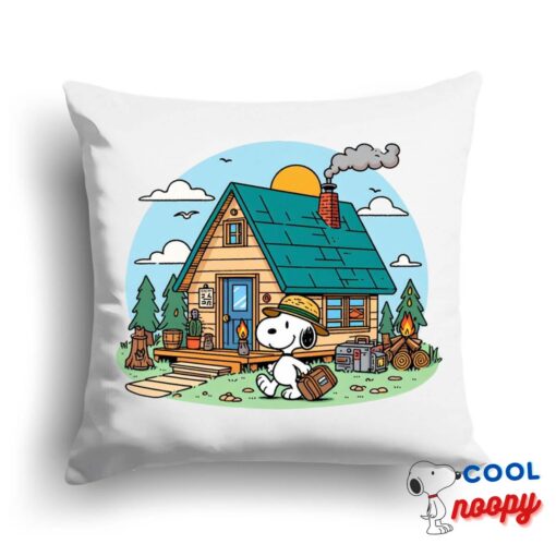 Wonderful Snoopy Camping Square Pillow 1