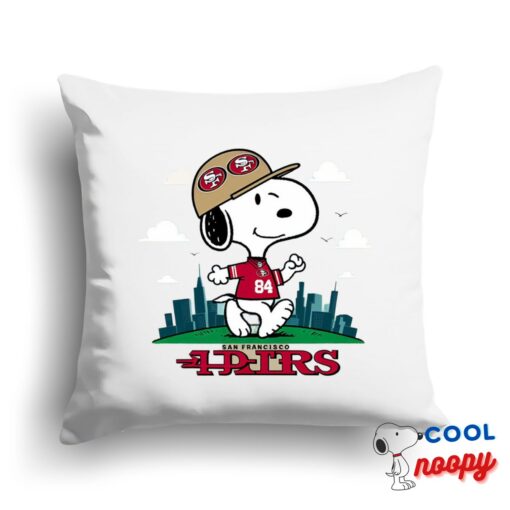 Wonderful Snoopy San Francisco 49ers Logo Square Pillow 1