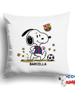 Wondrous Snoopy Barcelona Logo Square Pillow 1