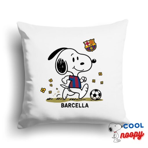 Wondrous Snoopy Barcelona Logo Square Pillow 1