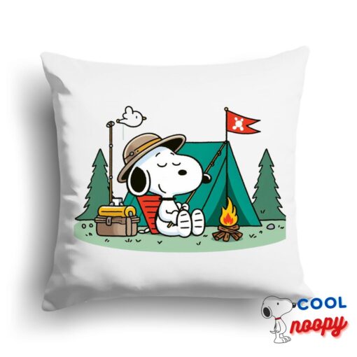 Wondrous Snoopy Camping Square Pillow 1