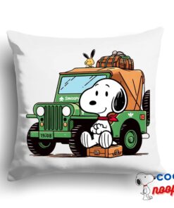 Wondrous Snoopy Jeep Square Pillow 1