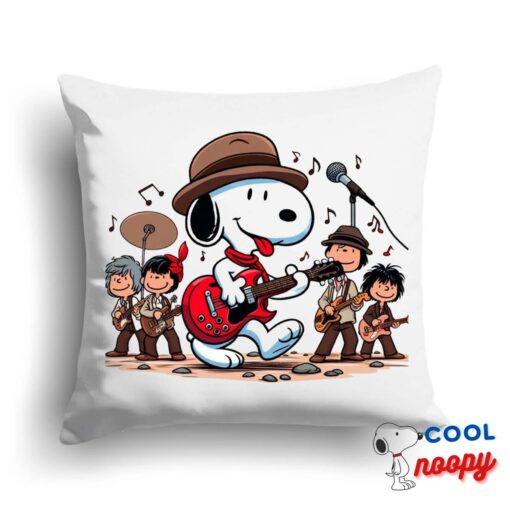 Wondrous Snoopy Rolling Stones Rock Band Square Pillow 1